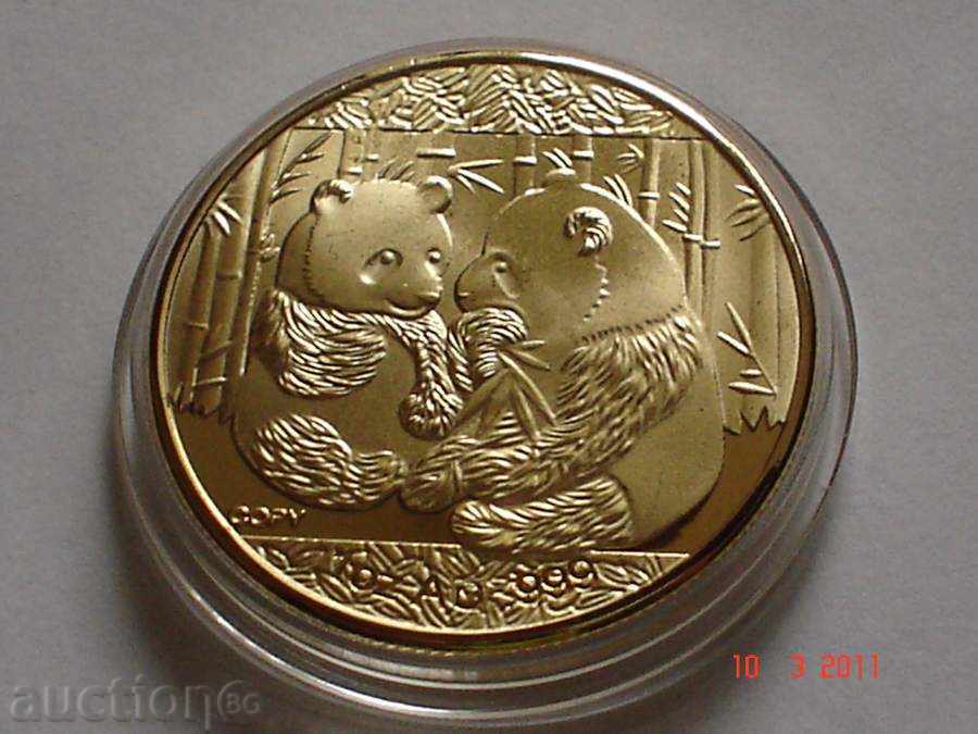 +++ Chinese Panda 1 OZ GOLG - Replica of Silver + Gold +++