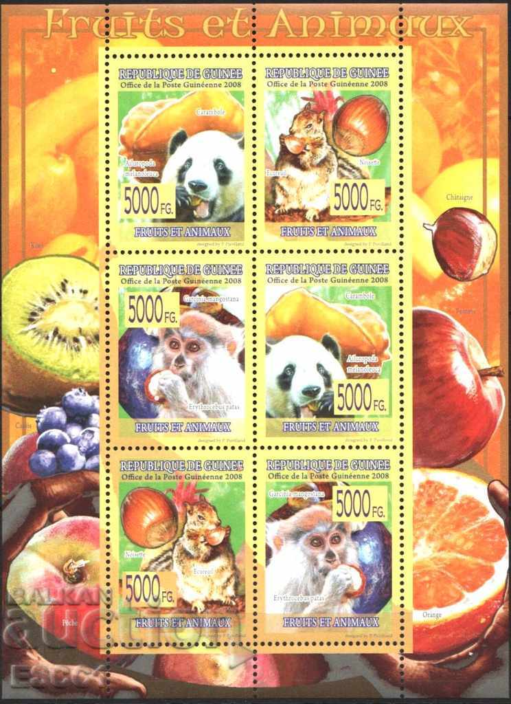 Чисти марки Животни и Плодове 2008 от Гвинея
