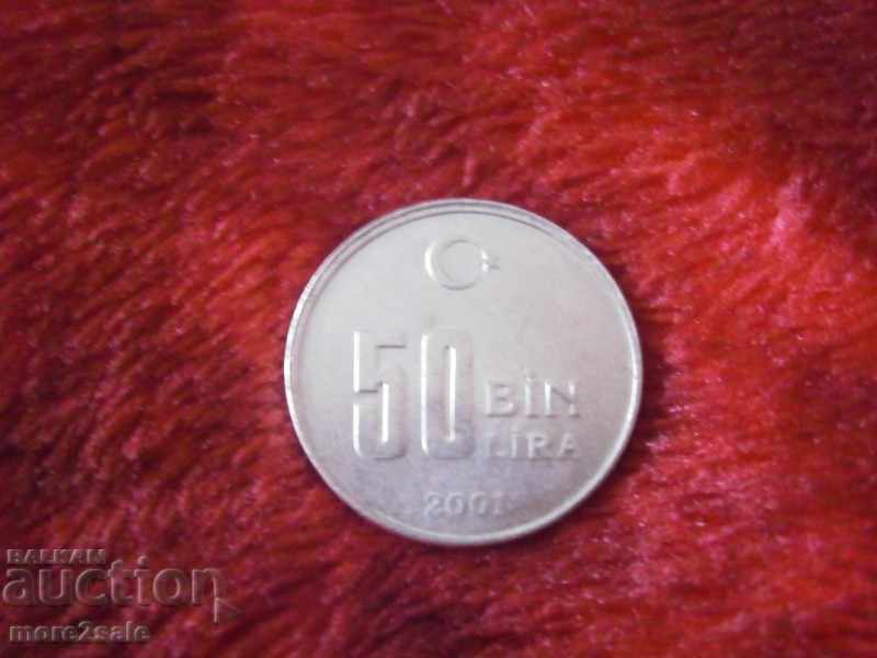 50 BIN LIRA 2001 TURKEY COIN