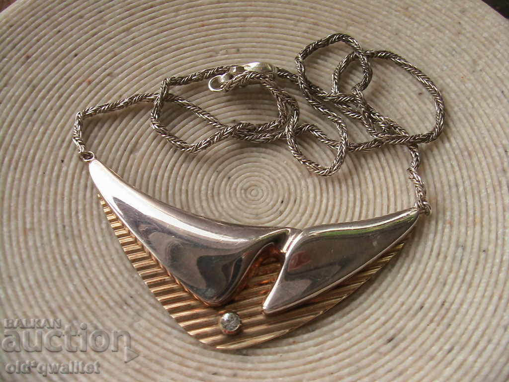 Auction Very sophisticated silver necklace, Silver 925, gilded Auction Very sophisticated silver necklace, Silver 925, gilded