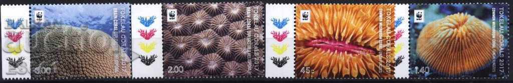 Чисти марки WWF Морска Фауна Корали  2017 от Токелау
