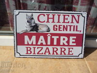 Метална табела надпис за доброто куче немска овчарка господа