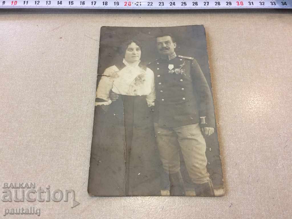 Old picture card soldier with orders