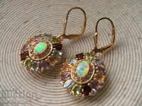 Wonderful silver earrings with gilded, Garnet, Citrine, and others.