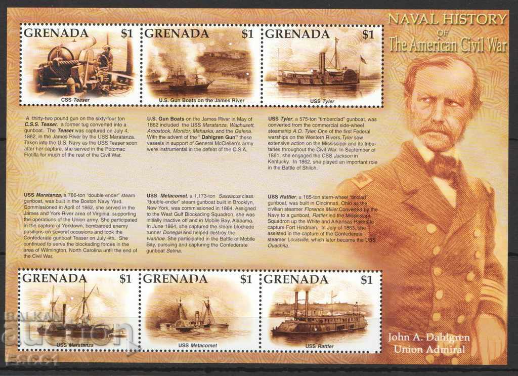 Чисти марки Военноморска история Кораби  2002 от Гренада