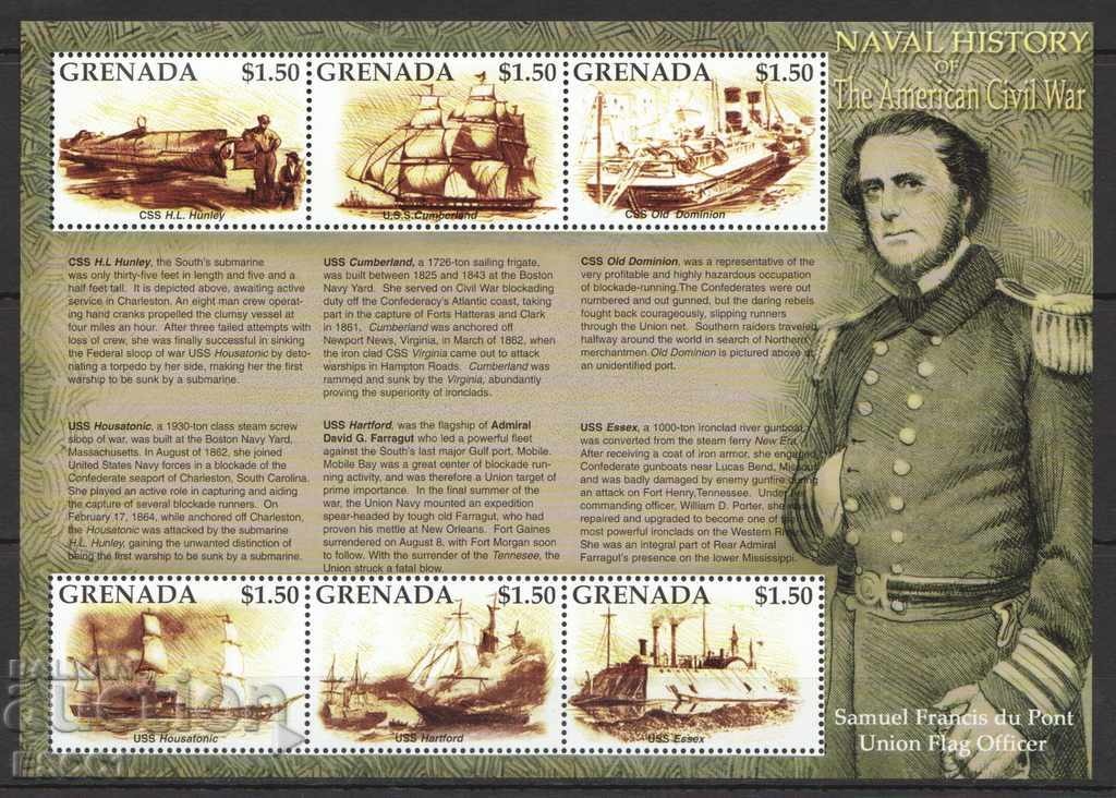 Pure Trademarks Naval History Boats 2002 from Grenada