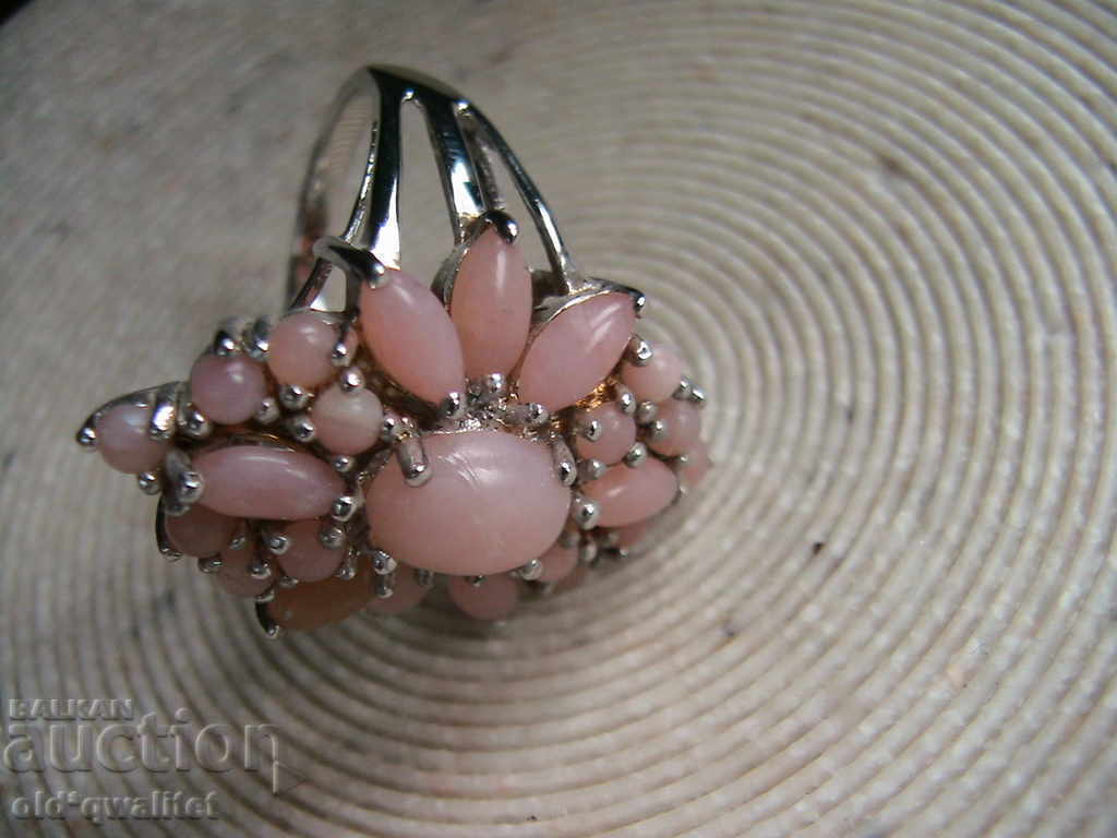 SIZE SILVER RING WITH PINK OPAL, FANTASTIC - 6 SIZE SILVER RING WITH PINK OPAL, FANTASTIC - 6