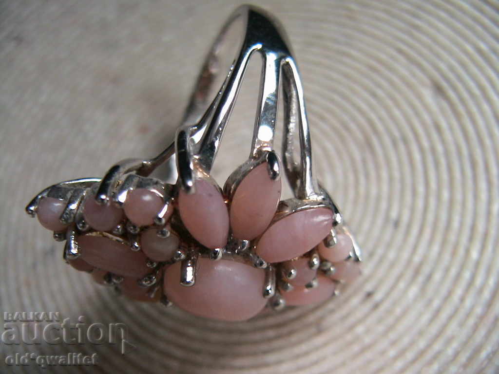 SIZE SILVER RING WITH PINK OPAL, FANTASTIC - 7 SIZE SILVER RING WITH PINK OPAL, FANTASTIC - 7