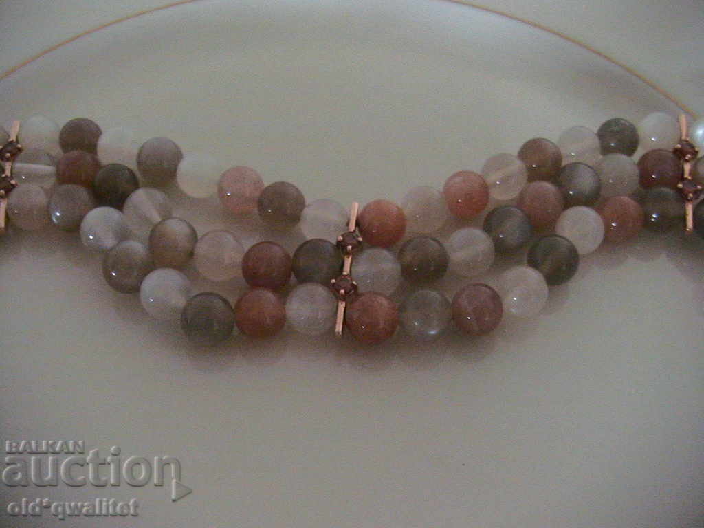 Wonderful SILVER GRAY, Lunar Stone and Sapphire, gilded - 5