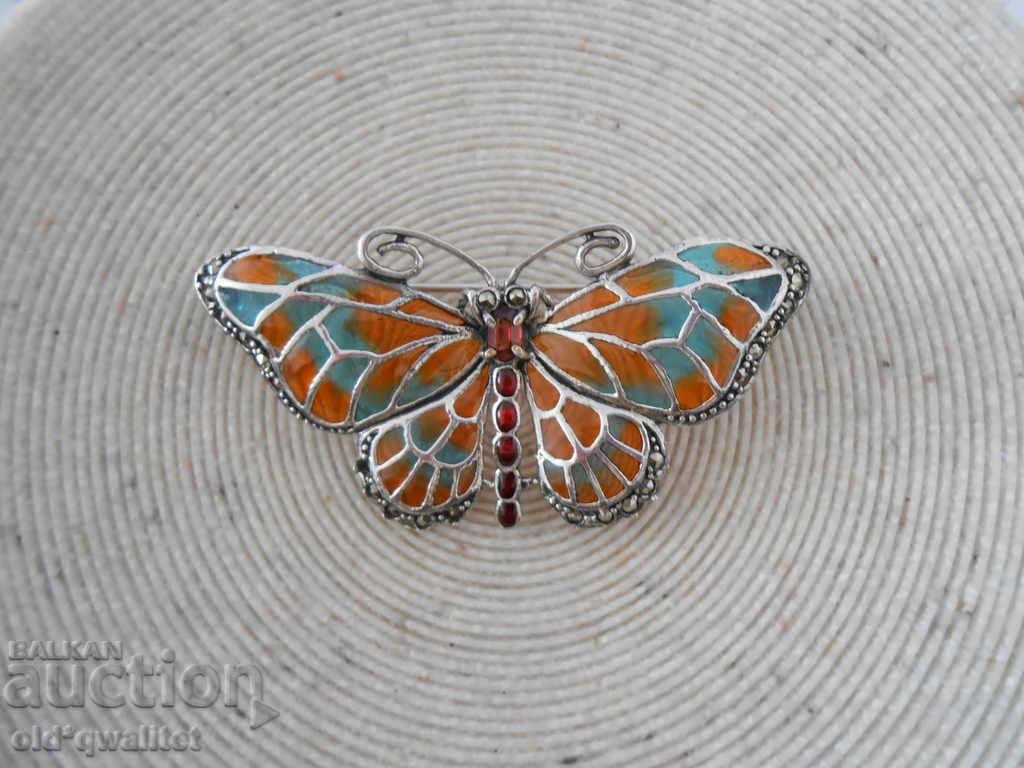 Wonderful SILVER BRUSH with Garnet, Enamel, Butterfly with price 197.00 BGN | € 100.72