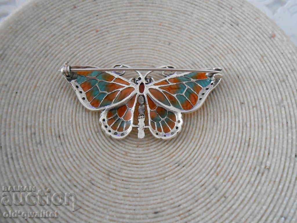 Auction  Wonderful SILVER BRUSH with Garnet, Enamel, Butterfly