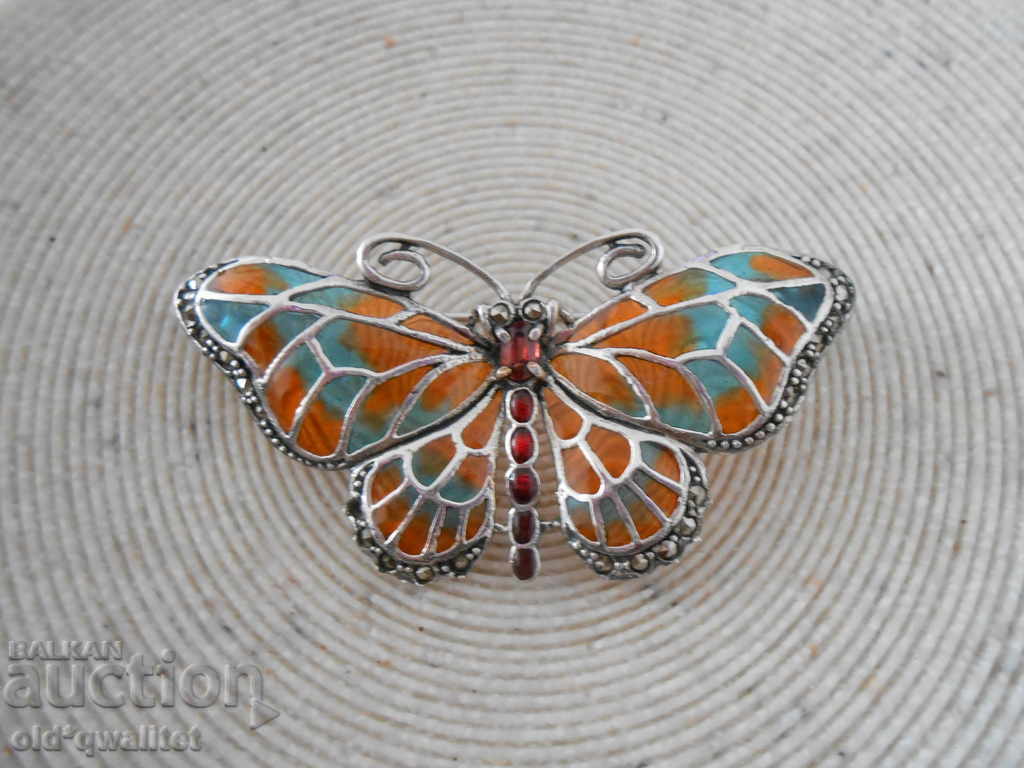 Delivery of Wonderful SILVER BRUSH with Garnet, Enamel, Butterfly