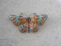 Wonderful SILVER BRUSH with Garnet, Enamel, Butterfly