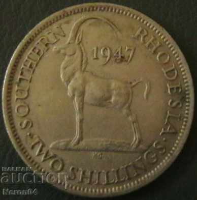 2 shilling 1947, South Rhodesia 2 shilling 1947, South Rhodesia
