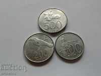 Lot coins from Indonesia 100,200 and 500 rupees 2001 2003