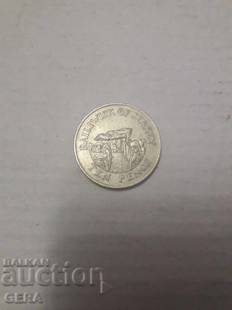 Jersey 10 pence coin with price 10.00 BGN | € 5.11 Jersey 10 pence coin with price 10.00 BGN | € 5.11