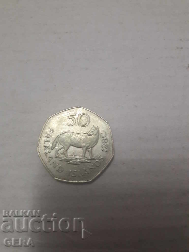 FALKLAND ISLANDS 50 PENNY COIN with price 15.00 BGN | € 7.67