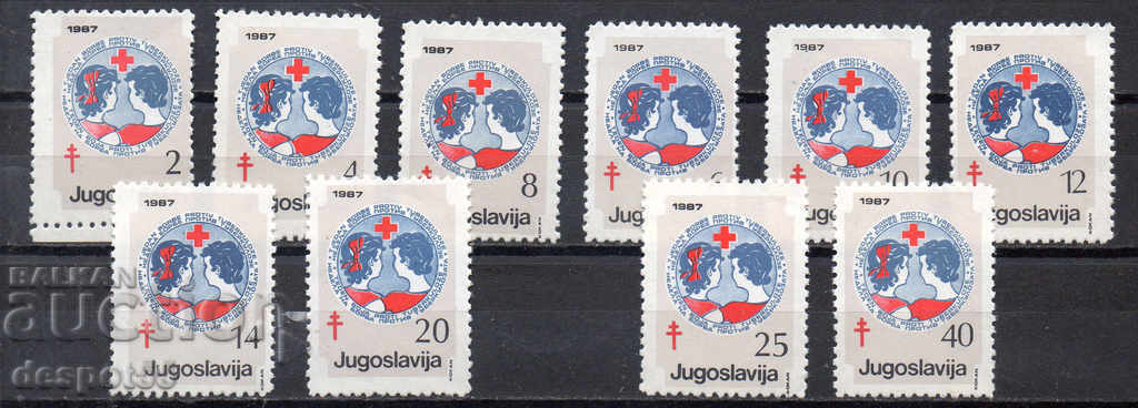 1987. Iugoslavia. Săptămâna Crucii Roșii - Tuberculoză.