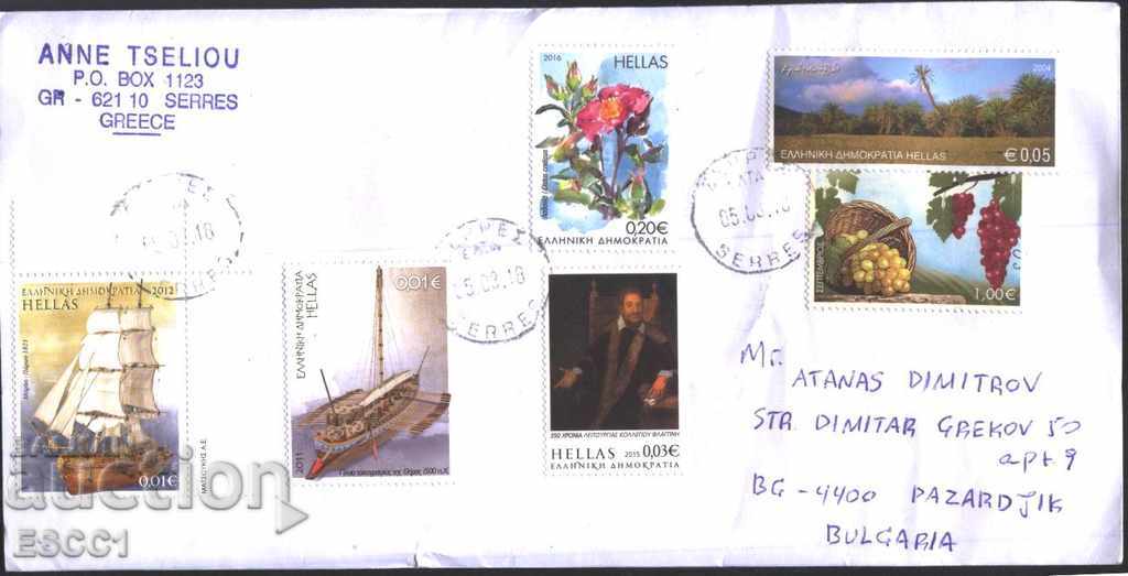 Пътувал плик с марки Кораби 2011, Флора  от Гърция