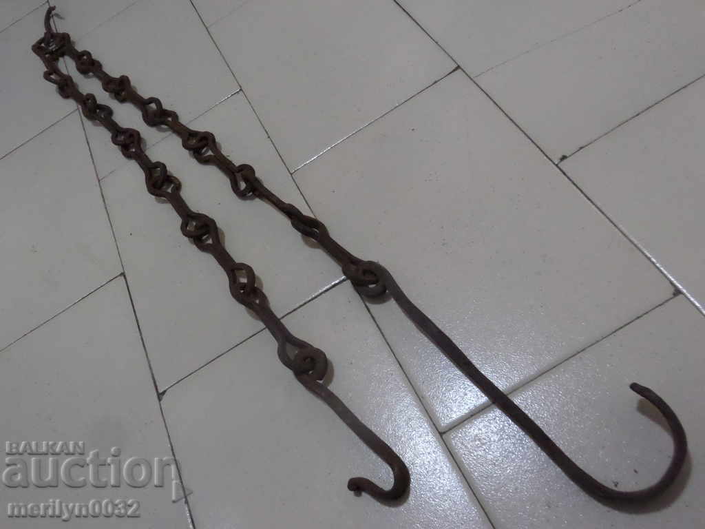 Old forged chain with hook, hearth for hearth chain hook with price 43.00 BGN | € 21.99 Old forged chain with hook, hearth for hearth chain hook with price 43.00 BGN | € 21.99