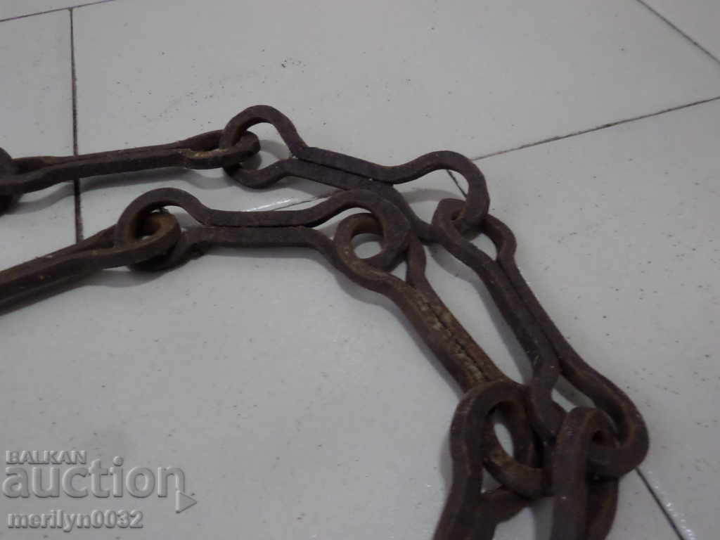 Old forged chain with hook, hearth for hearth chain hook - 7 Old forged chain with hook, hearth for hearth chain hook - 7
