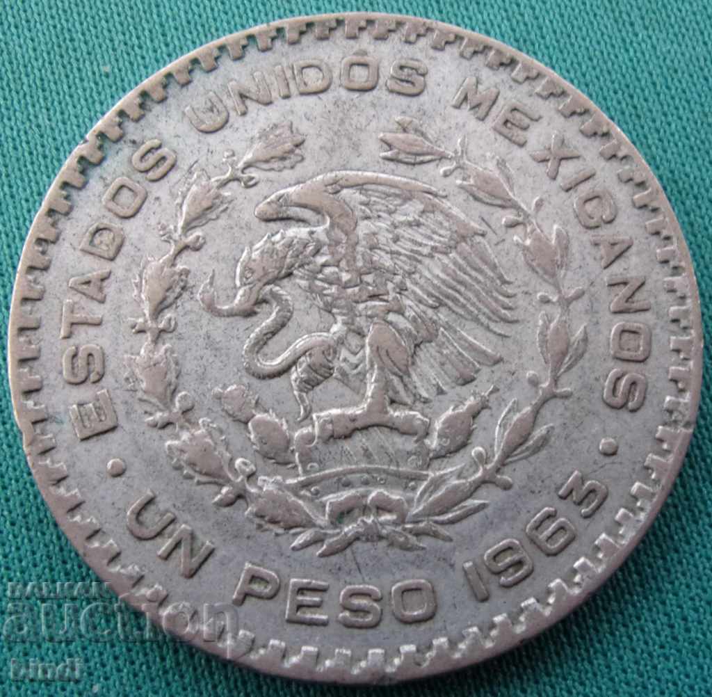 Мексико  1  Песо  1963  Голяма Монета Сребро БЗЦ