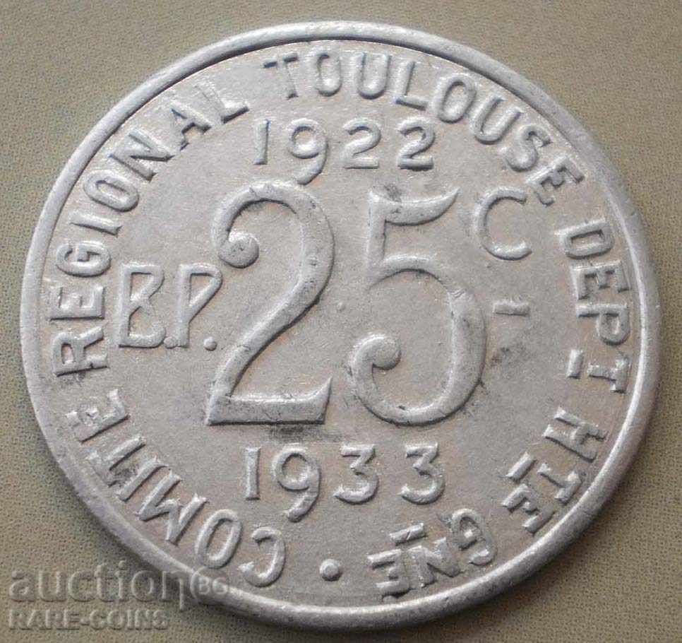 Toulouse - Franța 25 Santiago 1933 (1) (r-k) cu preț € 7.67 | 15.00 BGN