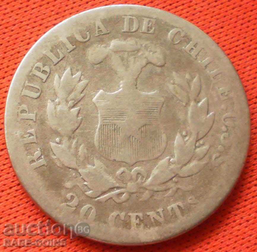 Chile 20 de cenți 1880 Argint (9) (r-k) cu preț € 20.45 | 40.00 BGN