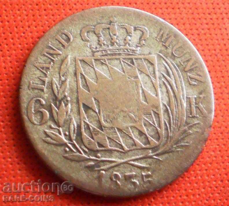 Bayern - Germania 6 Kreuzer 1835 Argintiu rar (9) (r-k) cu preț € 23.01 | 45.00 BGN Bayern - Germania 6 Kreuzer 1835 Argintiu rar (9) (r-k) cu preț € 23.01 | 45.00 BGN