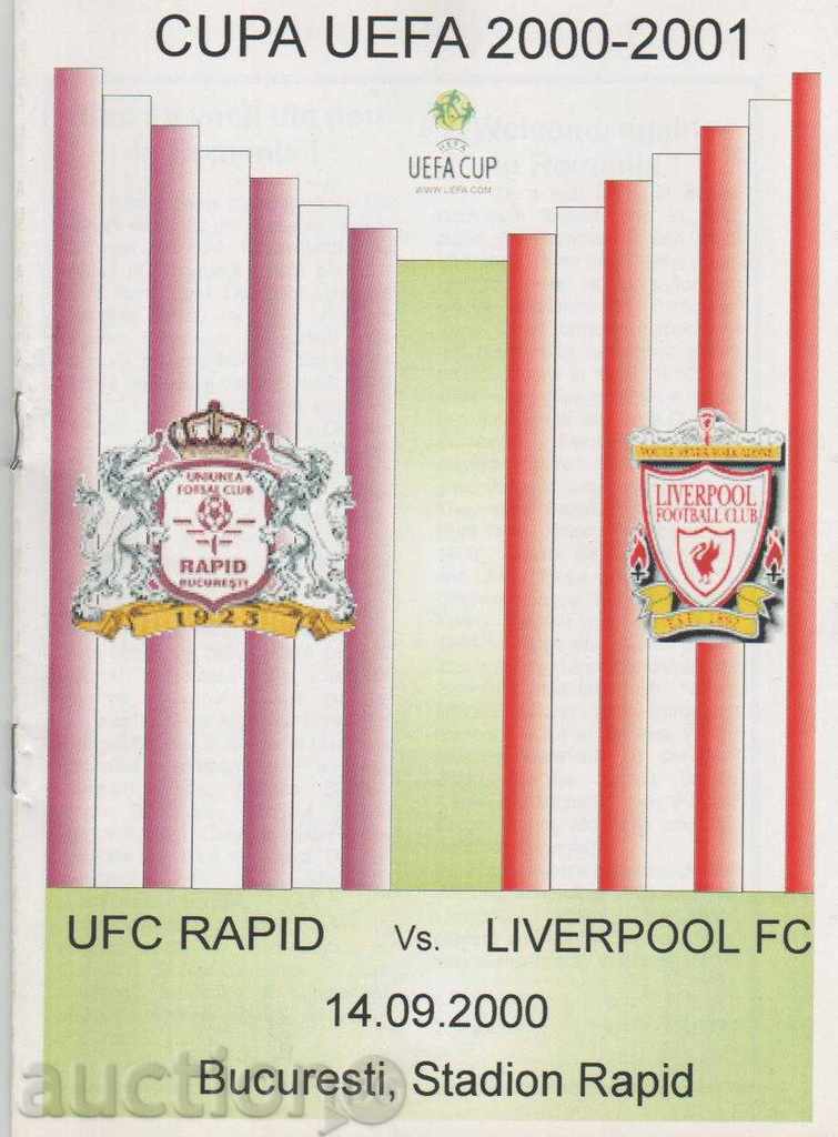 fotbal Rapid Bucuresti Program-Liverpool 2000