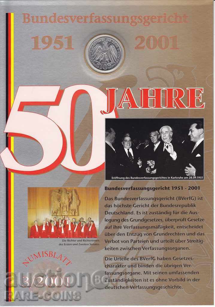 Аукцион Германия 50г.Конституциония Съд 10 Mark 2001G NUMISBLATT