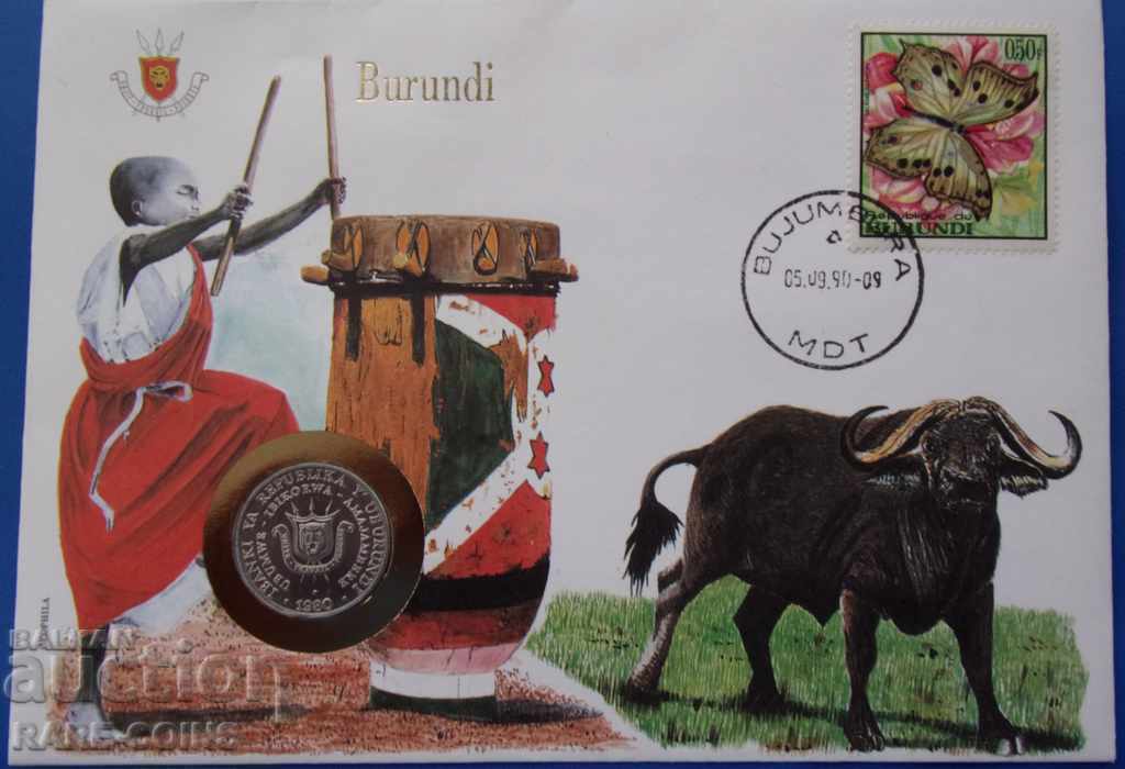 Burundi Postal Coin with Coin 1990 NUMISBRIEFE