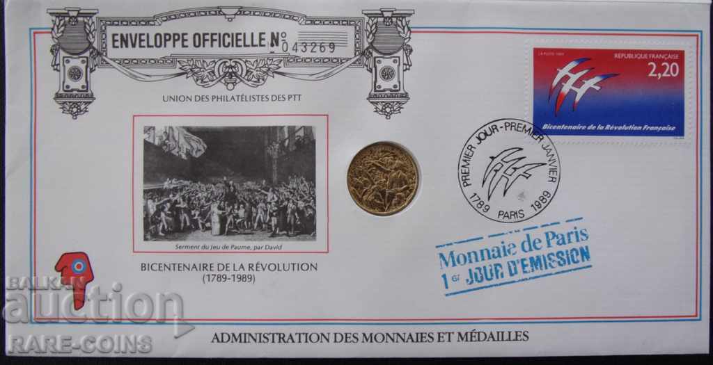 France 200 Postage Envelope with Coin 1989 NUMISBRIEFE