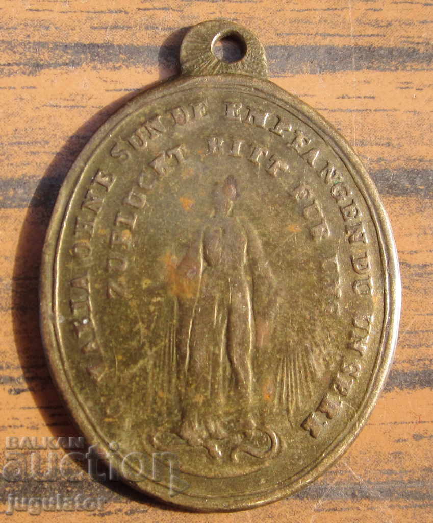 Ancient Art Nouveau German Catholic little icon pendant