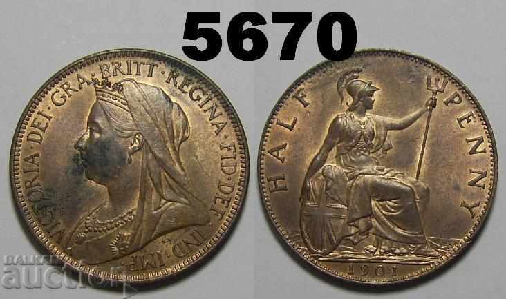 Великобритания ½ пени 1901 UNC монета