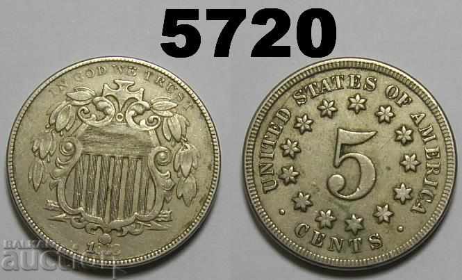 US 5 cents 1868 VF + Nickel Rare coin