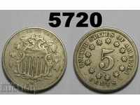 САЩ 5 цента 1868 VF+ Nickel Рядка монета