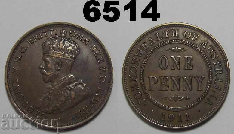 Australia 1 Penny 1911 Moneda Excelentă