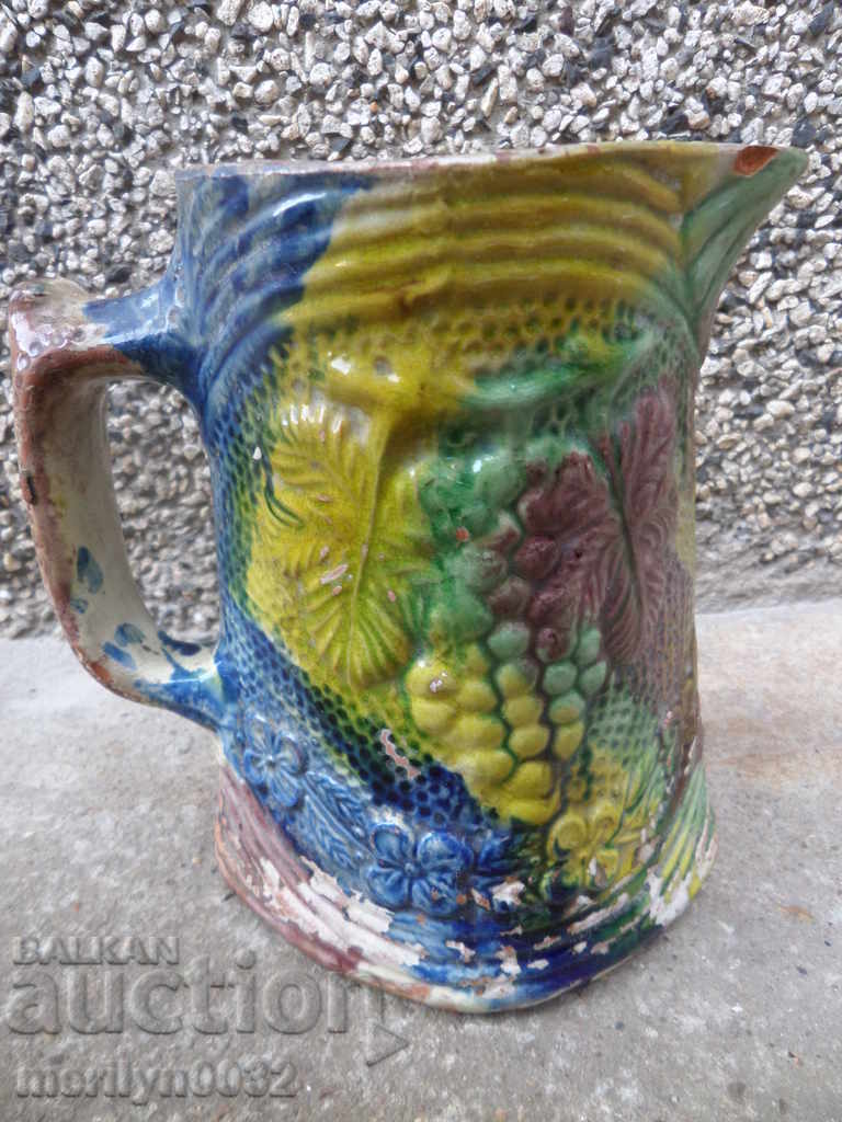 Auction  Relief Trojan jug, pottery, bas-relief, late 19th century