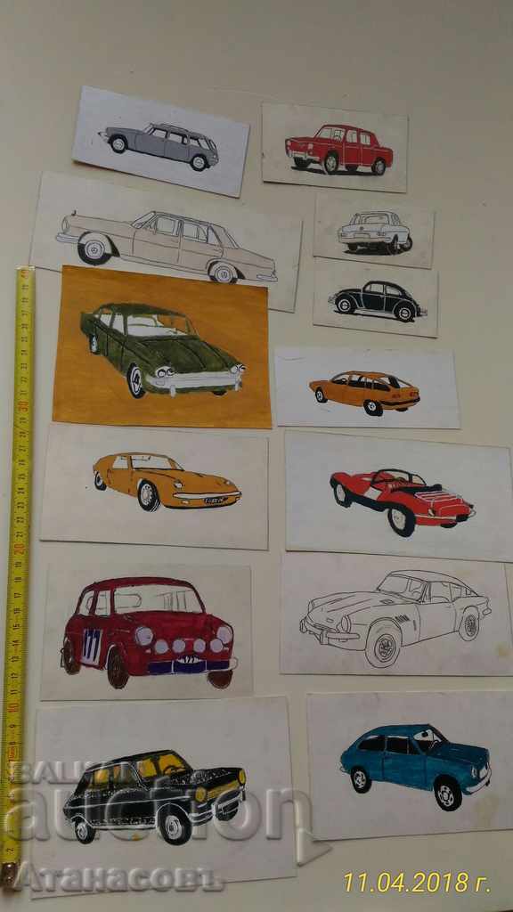 Συλλογή παλαιών αυτοκινήτων ζωγραφισμένα στο χέρι 58 τεμ. - 6 Συλλογή παλαιών αυτοκινήτων ζωγραφισμένα στο χέρι 58 τεμ. - 6