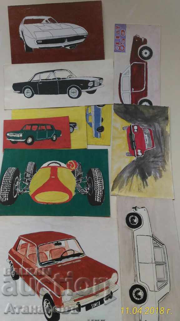 Συλλογή παλαιών αυτοκινήτων ζωγραφισμένα στο χέρι 58 τεμ.