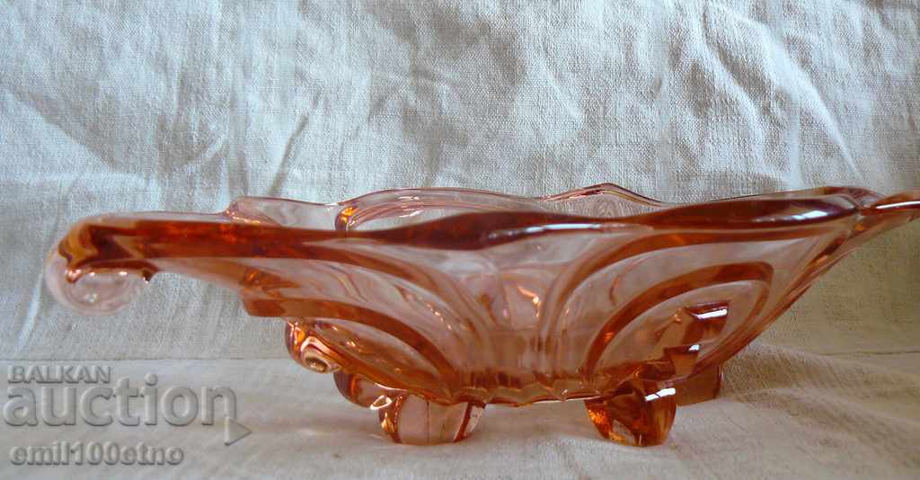 Auction Beautiful old fruity glass of thick red glass Auction Beautiful old fruity glass of thick red glass