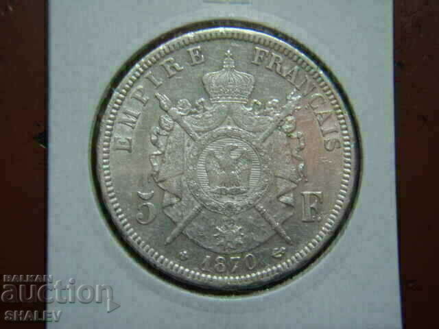 Auction 5 Francs 1870 BB France - XF/AU Auction 5 Francs 1870 BB France - XF/AU