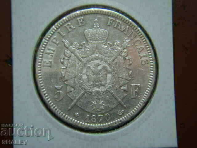 Delivery of 5 Francs 1870 BB France - XF/AU Delivery of 5 Francs 1870 BB France - XF/AU