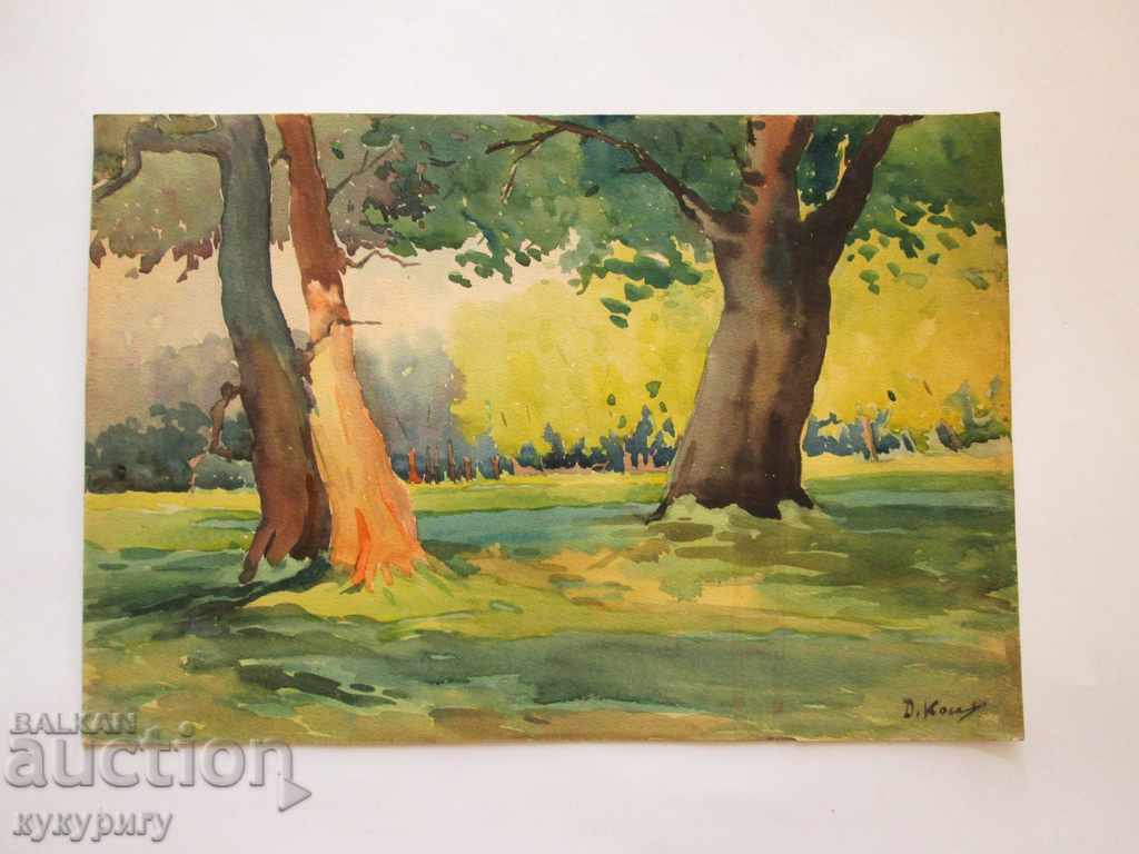 Старинна картина рисунка пейзаж акварел подписана Д.Косев с цена 300.00 лв. | € 153.39 Старинна картина рисунка пейзаж акварел подписана Д.Косев с цена 300.00 лв. | € 153.39