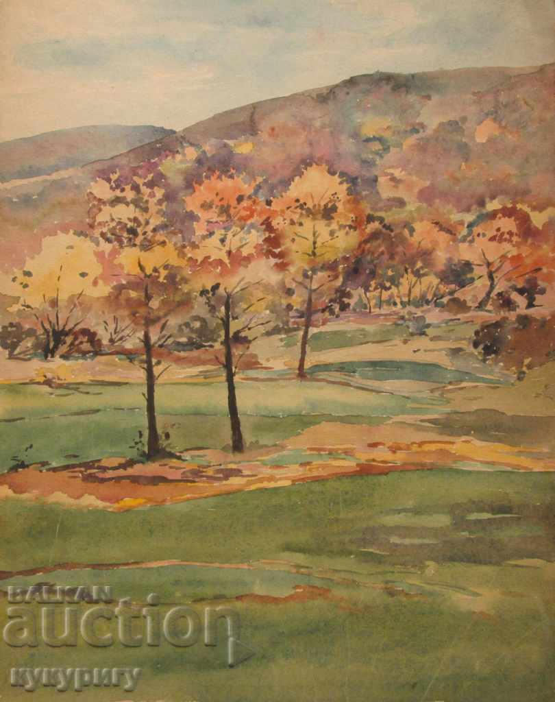 Auction  Old painting landscape painting watercolor D. Kosev unsigned