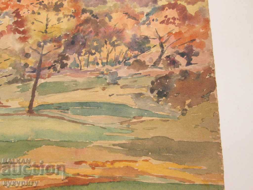 Old painting landscape painting watercolor D. Kosev unsigned - 5