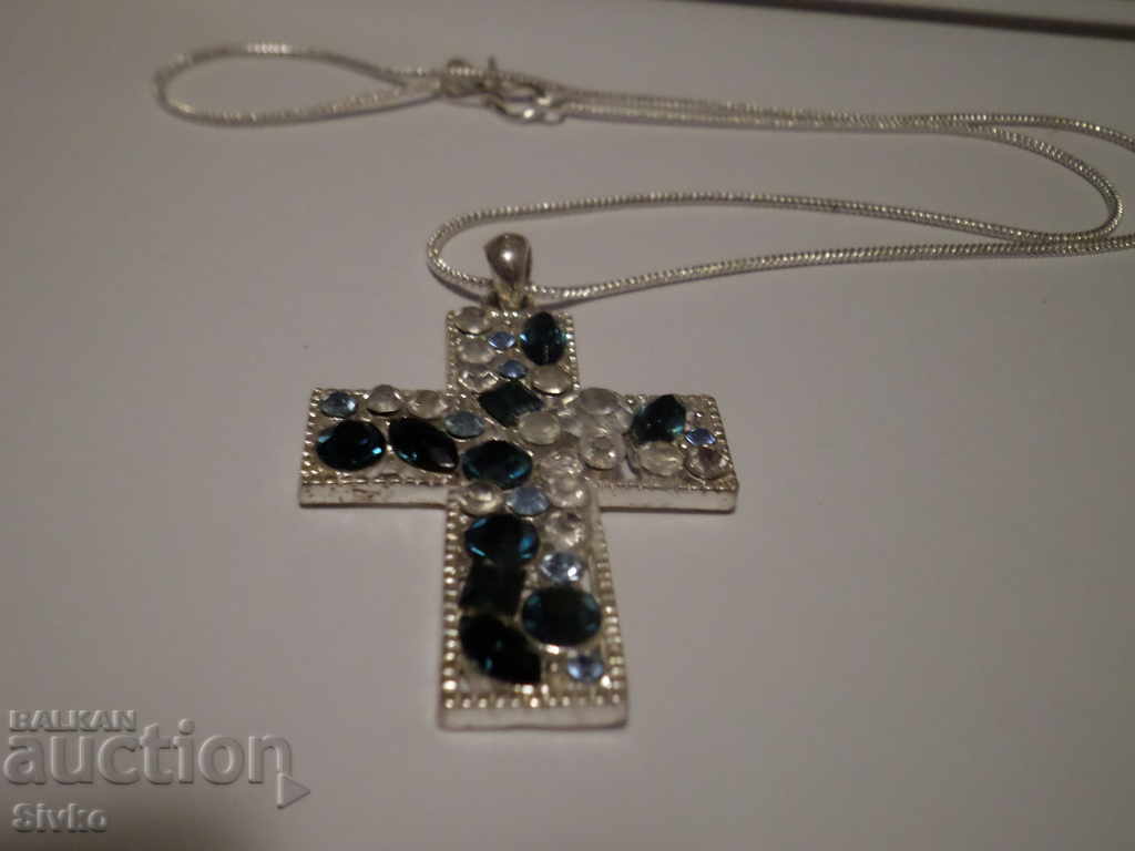 Silver-plated designer cross with stones with price 7.59 BGN | € 3.88 Silver-plated designer cross with stones with price 7.59 BGN | € 3.88
