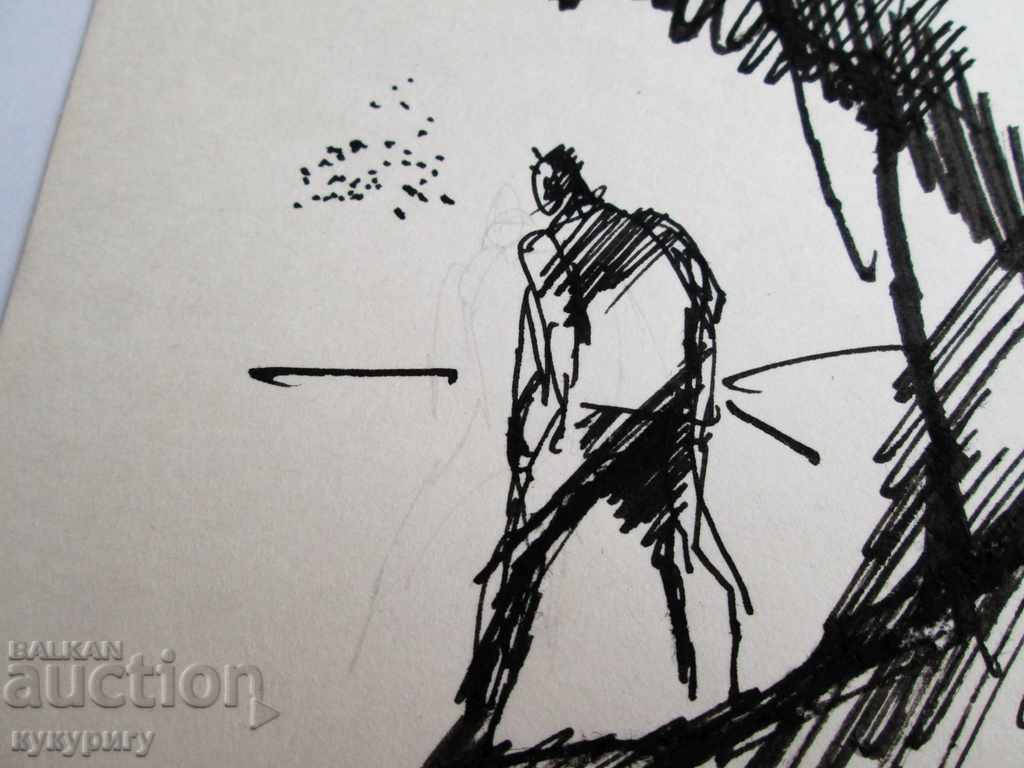 Drawing picture with tuck by Anton Petkov signed with price 90.00 BGN | € 46.02 Drawing picture with tuck by Anton Petkov signed with price 90.00 BGN | € 46.02