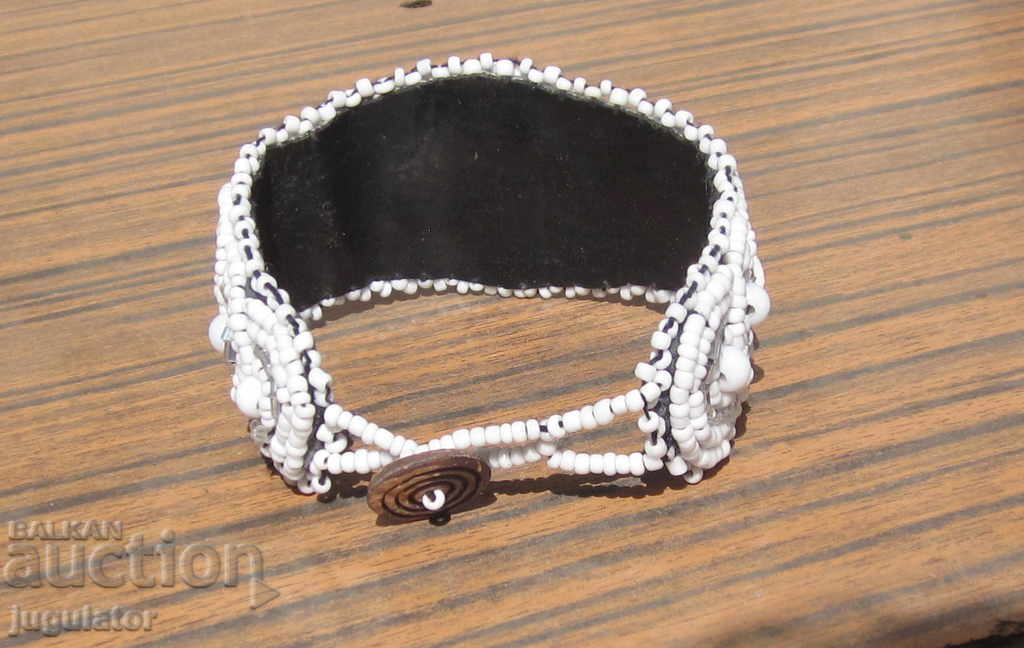 an old antique Bulgarian folklore bracelet of beads and mother of pearl - 6